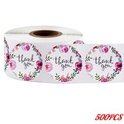 100-500PCS 1inch Round Flower Thank You Stickers Seal Labels for Gift Packaging Decoration Stationery Sticker Custom Labels