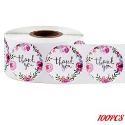 100-500PCS 1inch Round Flower Thank You Stickers Seal Labels for Gift Packaging Decoration Stationery Sticker Custom Labels