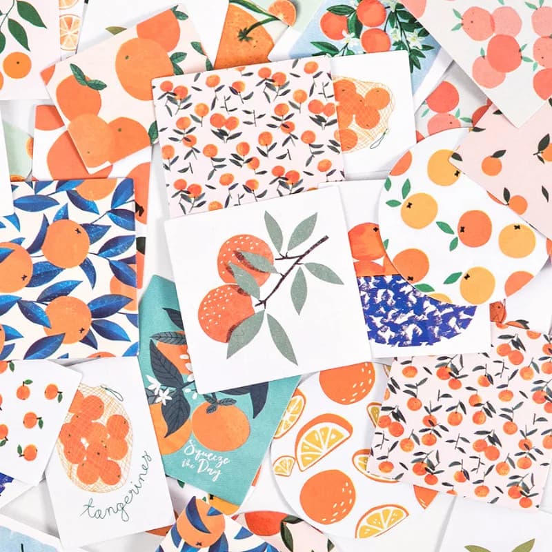 46Pcs Fresh Fruits Orange Stationery Stickers Set for Kids DIY Craft Journal Label Scrapbooking Boys Girls Craft Supplies