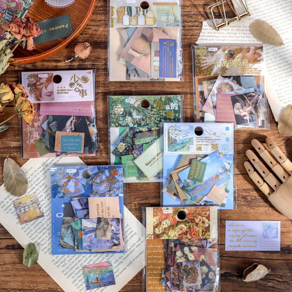 30 pcs/pack Art Oil Painting Series Decorative Golden Stickers Scrapbooking Label Diary Stationery Album Phone Journal Planner