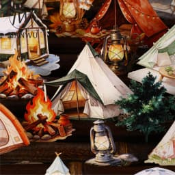 JIANWU Vintage Camping Tent Landscape Material Collage Scrapbooking Sticker Creative DIY Journal Stationery