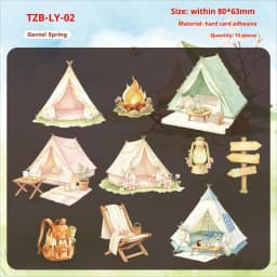 JIANWU Vintage Camping Tent Landscape Material Collage Scrapbooking Sticker Creative DIY Journal Stationery
