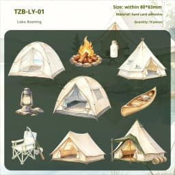 JIANWU Vintage Camping Tent Landscape Material Collage Scrapbooking Sticker Creative DIY Journal Stationery