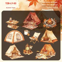 JIANWU Vintage Camping Tent Landscape Material Collage Scrapbooking Sticker Creative DIY Journal Stationery