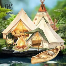 JIANWU Vintage Camping Tent Landscape Material Collage Scrapbooking Sticker Creative DIY Journal Stationery