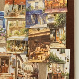 32pcs Japanese landscape PET+paper die-cutting stickers DIY collage stickers cutting materials handmade diary album