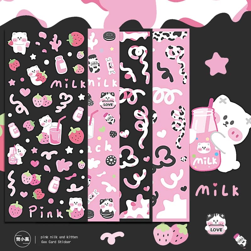 MOHAMM 4 Sheets Laser Shiny Cartoon Stickers for Photo Frames DIY Art Craft Diary Journal Decorative Material