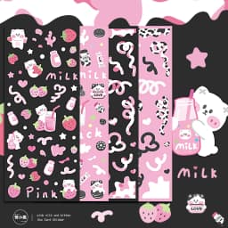 MOHAMM 4 Sheets Laser Shiny Cartoon Stickers for Photo Frames DIY Art Craft Diary Journal Decorative Material