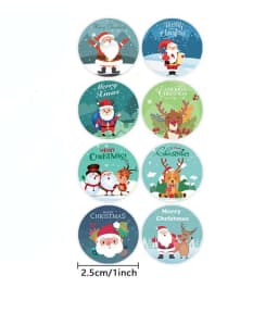 500pcs Merry Christmas Stickers 1 Inch Round Christmas Tags Stickers for Kids Gift Baking Package Envelope Stationery Decor