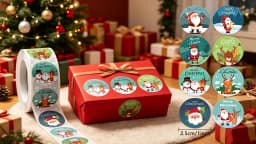 500pcs Merry Christmas Stickers 1 Inch Round Christmas Tags Stickers for Kids Gift Baking Package Envelope Stationery Decor