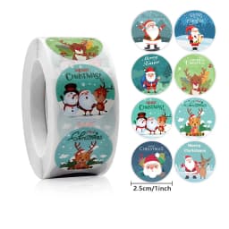 500pcs Merry Christmas Stickers 1 Inch Round Christmas Tags Stickers for Kids Gift Baking Package Envelope Stationery Decor