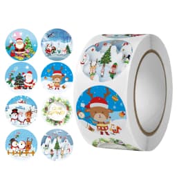 500pcs Merry Christmas Stickers 1 inch Round Christmas Tags Stickers for Kids Gift Baking Package Envelope Stationery Decor