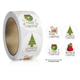 500pcs Merry Christmas Stickers 1 inch Round Christmas Tags Stickers for Kids Gift Baking Package Envelope Stationery Decor