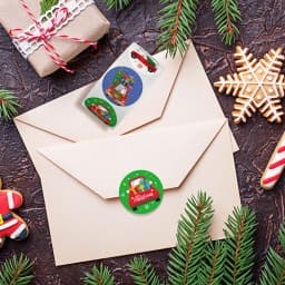 500pcs Merry Christmas Stickers 1 inch Round Christmas Tags Stickers for Kids Gift Baking Package Envelope Stationery Decor