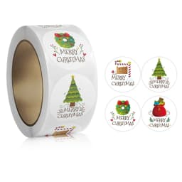 500pcs Merry Christmas Stickers 1 inch Round Christmas Tags Stickers for Kids Gift Baking Package Envelope Stationery Decor