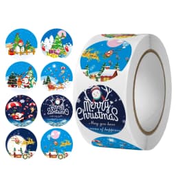 500pcs Merry Christmas Stickers 1 inch Round Christmas Tags Stickers for Kids Gift Baking Package Envelope Stationery Decor