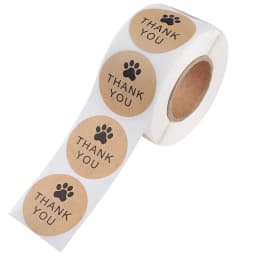Natural Kraft Paper Thank You Stickers Seal Labes Dog Paw Print 1Inch Gift Packaging Stationery Sticker 500 Labels Per Roll