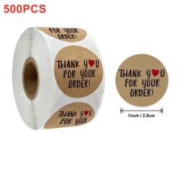 Natural Kraft Paper Thank You Stickers Seal Labes Dog Paw Print 1Inch Gift Packaging Stationery Sticker 500 Labels Per Roll