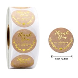 Natural Kraft Paper Thank You Stickers Seal Labes Dog Paw Print 1Inch Gift Packaging Stationery Sticker 500 Labels Per Roll