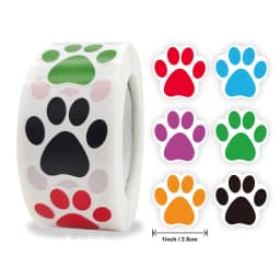 Natural Kraft Paper Thank You Stickers Seal Labes Dog Paw Print 1Inch Gift Packaging Stationery Sticker 500 Labels Per Roll