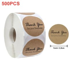 Natural Kraft Paper Thank You Stickers Seal Labes Dog Paw Print 1Inch Gift Packaging Stationery Sticker 500 Labels Per Roll