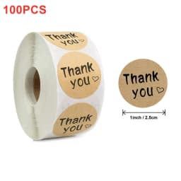 Natural Kraft Paper Thank You Stickers Seal Labes Dog Paw Print 1Inch Gift Packaging Stationery Sticker 500 Labels Per Roll