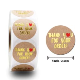 Natural Kraft Paper Thank You Stickers Seal Labes Dog Paw Print 1Inch Gift Packaging Stationery Sticker 500 Labels Per Roll