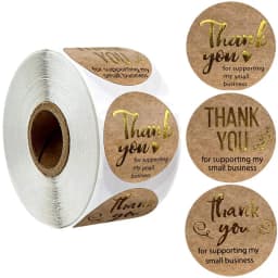 Natural Kraft Paper Thank You Stickers Seal Labes Dog Paw Print 1Inch Gift Packaging Stationery Sticker 500 Labels Per Roll