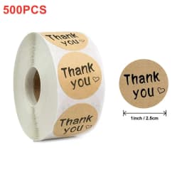 Natural Kraft Paper Thank You Stickers Seal Labes Dog Paw Print 1Inch Gift Packaging Stationery Sticker 500 Labels Per Roll