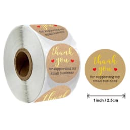 Natural Kraft Paper Thank You Stickers Seal Labes Dog Paw Print 1Inch Gift Packaging Stationery Sticker 500 Labels Per Roll