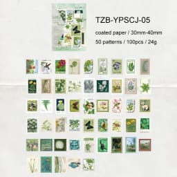 JIANWU Stamp Collector Series Vintage Plant Flower Stamp Landscape Material Collage Sticker Creative DIY Journal Stationery
