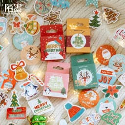 45PCS Merry Santa Claus Shaped Christmas Decorative Stickers for DIY Scrapbook Diary Album Decoration Stationery Box Set