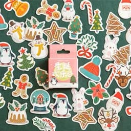 45PCS Merry Santa Claus Shaped Christmas Decorative Stickers for DIY Scrapbook Diary Album Decoration Stationery Box Set