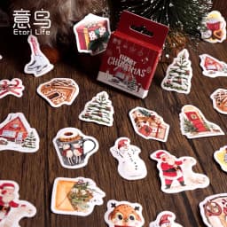 45PCS Merry Santa Claus Shaped Christmas Decorative Stickers for DIY Scrapbook Diary Album Decoration Stationery Box Set