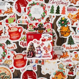 45PCS Merry Santa Claus Shaped Christmas Decorative Stickers for DIY Scrapbook Diary Album Decoration Stationery Box Set