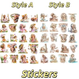 1 Set Sweet Cute Little Girl Flower Kitten Stickers Hand Account Cute Diy Album Stationery Planner Journaling Scrapbooking