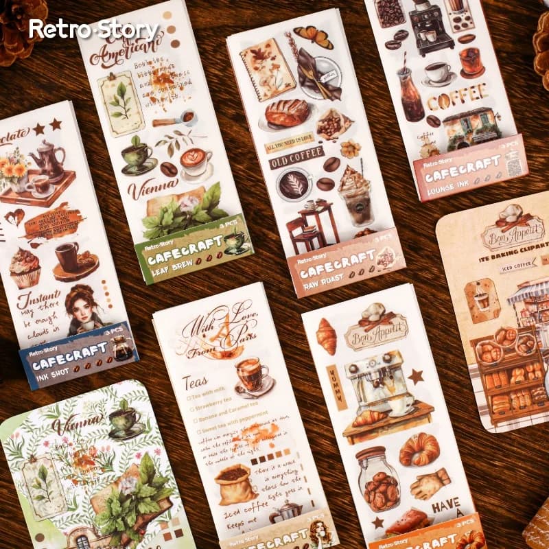3pcs/1lot Kawaii Stationery Stickers Coffee Diary Diary Decorative Stickers Scrapbooking Craft Stickers