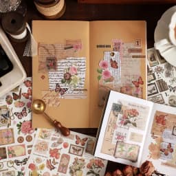 Card Lover [Butterfly Garden Series] Vintage Journal Stickers Washi Paper Sticker Paper Scrapbooking Material Scrapbook Kit