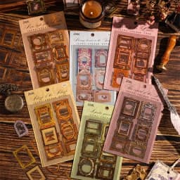 6 Sheets/pack Art World Waterproof PET Retro Frame Sticker DIY Creative Scrapbooking Junk Journal Diary Album Decoration Collage