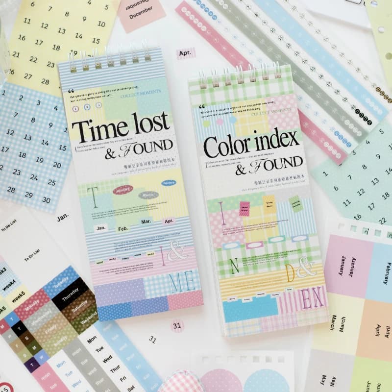 Journal GO 30pcs Mixed Material Date Planner Stickers PET & Washi Paper Index Sticker for Scrapbooking Colorful Number Month