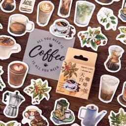 46pcs Kawaii Stationery Stickers Set Vintage Coffee Plant Diary Scrapbooking Decorative DIY School Supplies Cute Theme