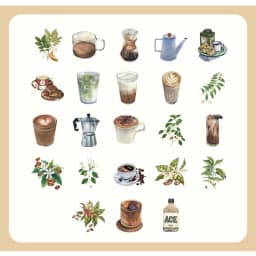 46pcs Kawaii Stationery Stickers Set Vintage Coffee Plant Diary Scrapbooking Decorative DIY School Supplies Cute Theme
