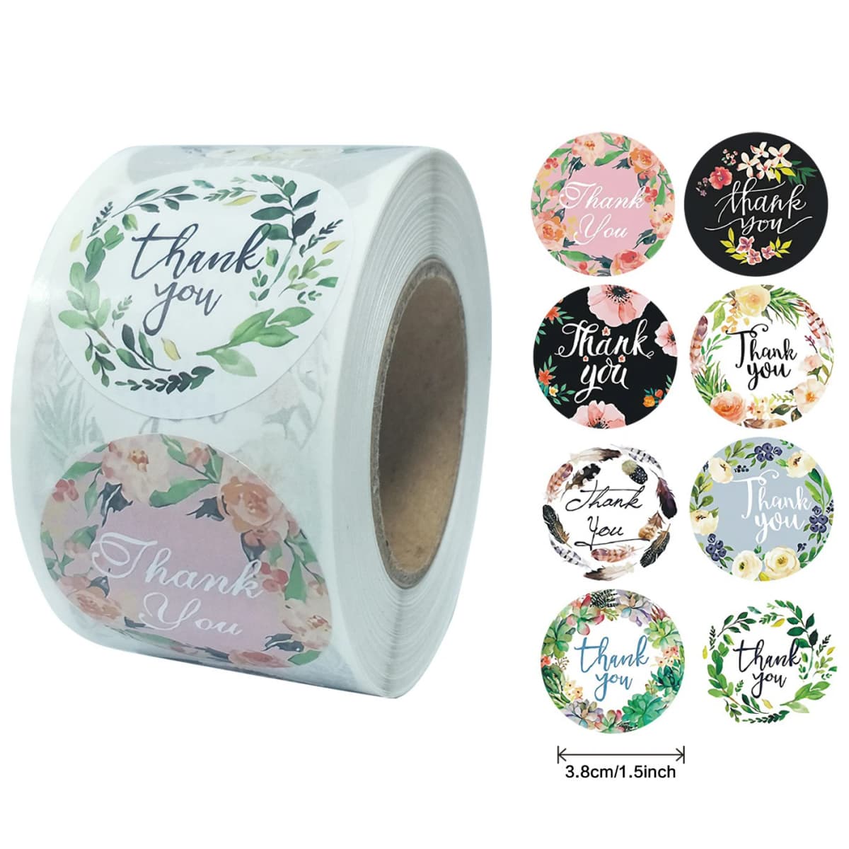 500Pcs/Roll Labels Flower Thank You Stickers Seal Label Handmade Custom Scrapbooking Gift Decoration Stationery Sticker 3.8cm