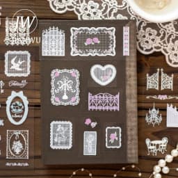 JIANWU Vintage Lace Flower Fence Landscape Material Collage Scrapbooking PVC Transfer Sticker Creative DIY Journal Stationery