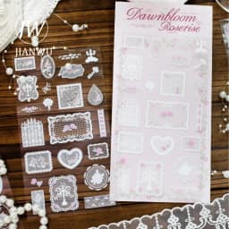 JIANWU Vintage Lace Flower Fence Landscape Material Collage Scrapbooking PVC Transfer Sticker Creative DIY Journal Stationery