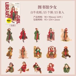 10pcs/lot Kawaii Stationery Stickers library girl Diary Decorative Mobile Stickers Scrapbooking DIY Craft Stickers