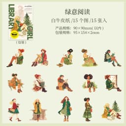 10pcs/lot Kawaii Stationery Stickers library girl Diary Decorative Mobile Stickers Scrapbooking DIY Craft Stickers