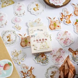 46Pcs Kawaii Rabbit Sketchbook Stickers Set Aesthetic Diary Decorations for Children Scrapbooking School Stationery Supplies Box