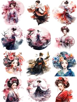 12Pcs/Pack Japanese Girls Sticker DIY Craft Scrapbooking Album Junk Journal Decorative Stickers