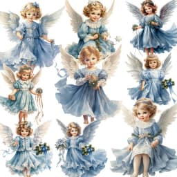 20Pcs/Pack Blue Angel Sticker DIY Craft Scrapbooking Album Junk Journal Decorative Stickers